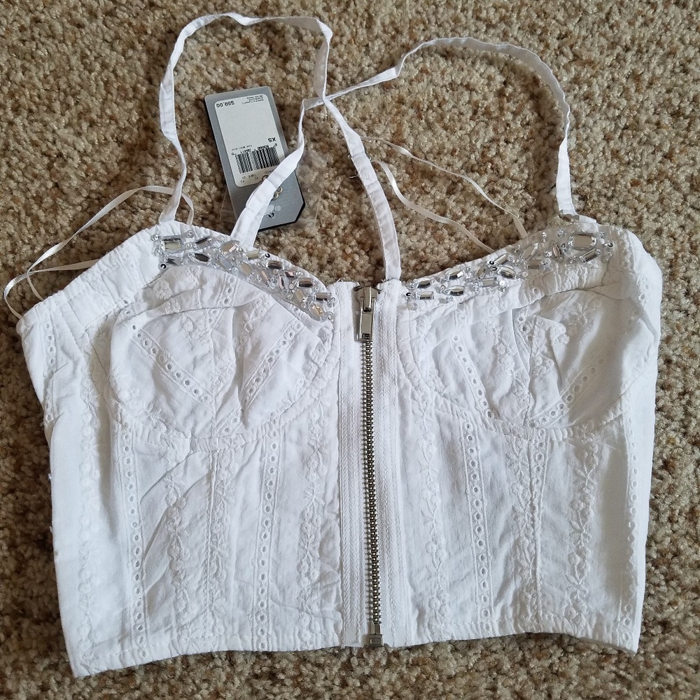 NWT Women's Guess Crop Top Bralette White XS